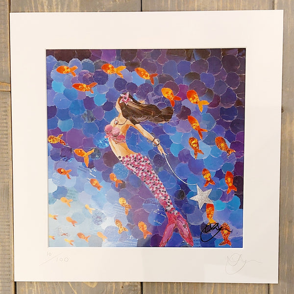 Mermaid in Purple Gown 12"×12" Print